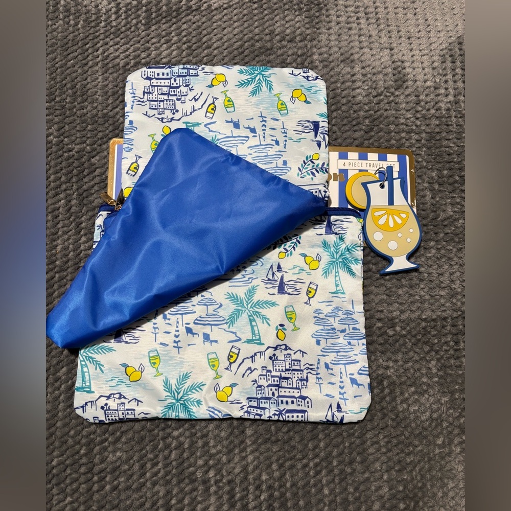 Wandering Moon Scenic Print Pouch with Blue and Yellow Accents - Picture 3 of 3